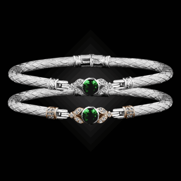 303 Lab Created Emerald Caerleon two Natura Bangle Bracelet