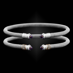 201 Amethyst Milanese Mesh Elegante Cuff Bracelet