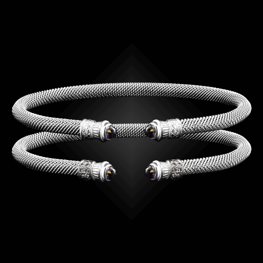 201 Amethyst Milanese Mesh Elegante Cuff Bracelet