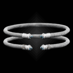 201 Blue Topaz Milanese Mesh Elegante Cuff Bracelet