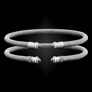201 Blue Topaz Milanese Mesh Elegante Cuff Bracelet