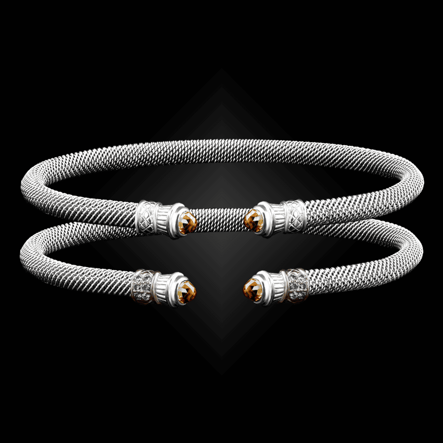 201 Citrine Milanese Mesh Elegante Cuff Bracelet
