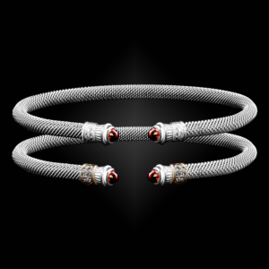 201 Garnet Milanese Mesh Elegante Cuff Bracelet