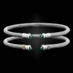 201 Green Onyx Milanese Mesh Elegante Cuff Bracelet