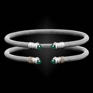 201 Green Onyx Milanese Mesh Elegante Cuff Bracelet