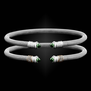 201 Lab Created Emerald Milanese Mesh Elegante Cuff Bracelet
