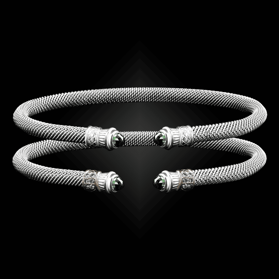 201 Lab Created Emerald Milanese Mesh Elegante Cuff Bracelet
