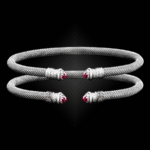 201 Lab Created Pink Sapphire Milanese Mesh Elegante Cuff Bracelet