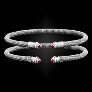 201 Lab Created Pink Sapphire Milanese Mesh Elegante Cuff Bracelet