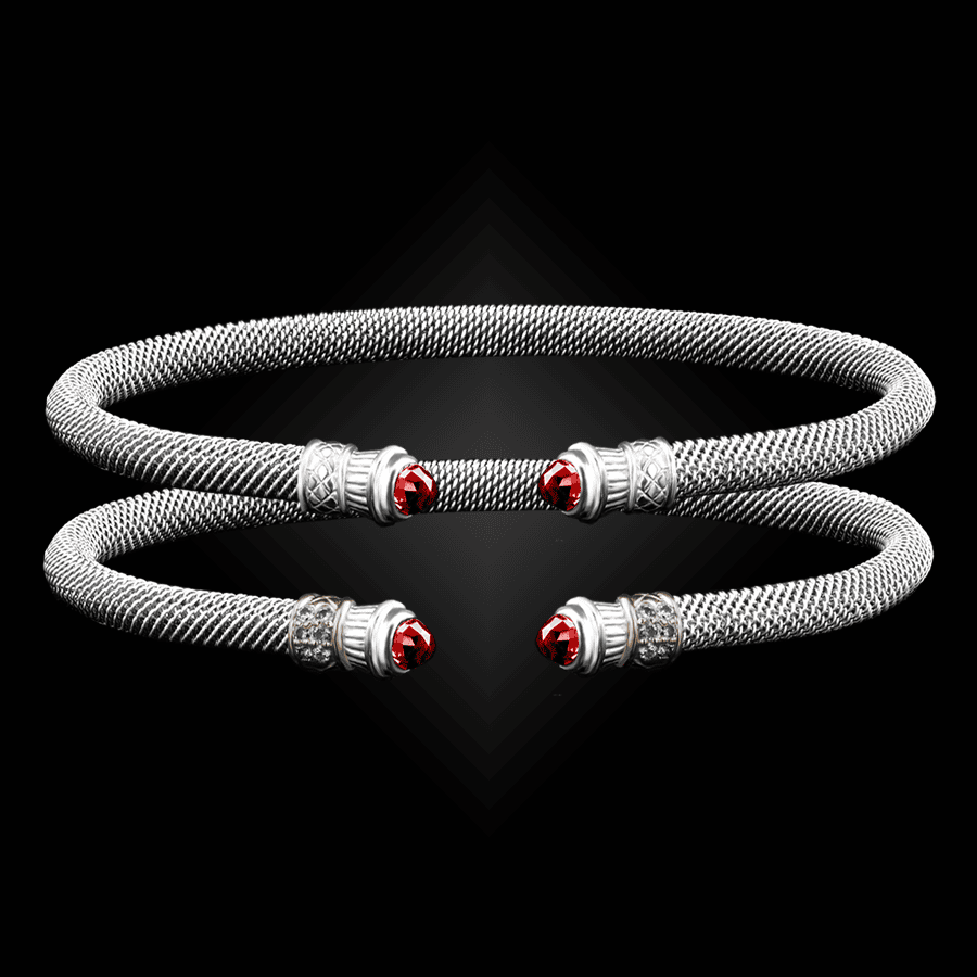 201 Lab Created Ruby Milanese Mesh Elegante Cuff Bracelet