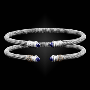 201 Lab Created Sapphire Milanese Mesh Elegante Cuff Bracelet