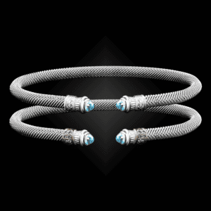 201 Sky Blue Topaz Milanese Mesh Elegante Cuff Bracelet