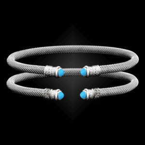 201 Reconstituted Turquoise Milanese Mesh Elegante Cuff Bracelet
