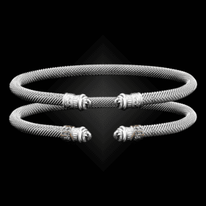 201 White Topaz Milanese Mesh Elegante Cuff Bracelet