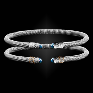 202 Blue Topaz Milanese Mesh Classica Cuff Bracelet