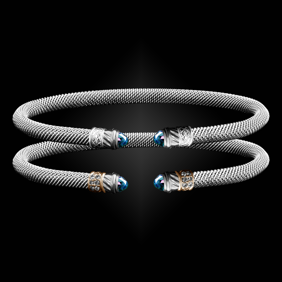 202 Blue Topaz Milanese Mesh Classica Cuff Bracelet