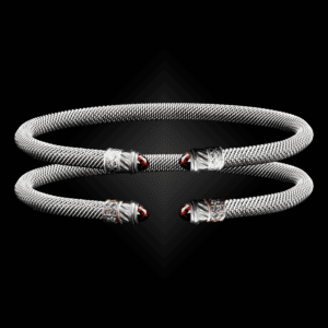 202 Garnet Milanese Mesh Classica Cuff Bracelet