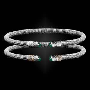 202 Green Onyx Milanese Mesh Classica Cuff Bracelet