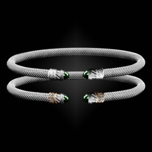 202 Lab Created Emerald Milanese Mesh Classica Cuff Bracelet