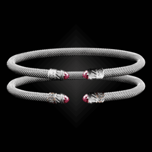 202 Lab Created Pink Sapphire Milanese Mesh Classica Cuff Bracelet