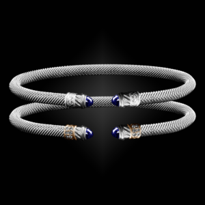 202 Lab Created Sapphire Milanese Mesh Classica Cuff Bracelet