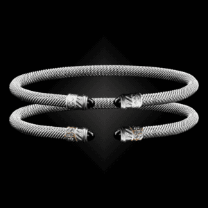 202 Onyx Black Milanese Mesh Classica Cuff Bracelet