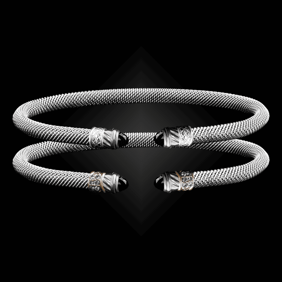 202 Onyx Black Milanese Mesh Classica Cuff Bracelet