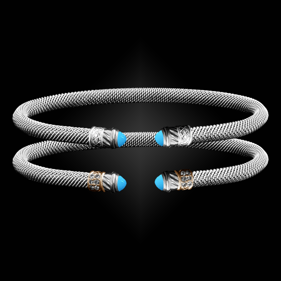 202 Reconstituted Turquoise Milanese Mesh Classica Cuff Bracelet