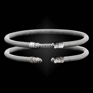 202 White Topaz Milanese Mesh Classica Cuff Bracelet