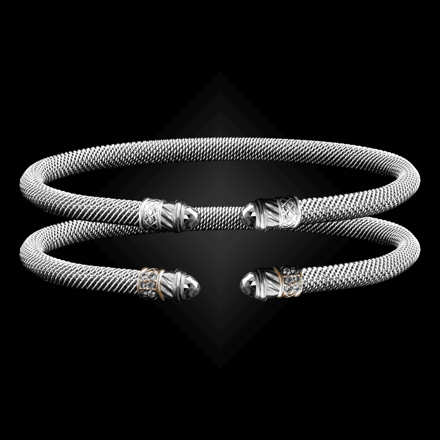202 White Topaz Milanese Mesh Classica Cuff Bracelet
