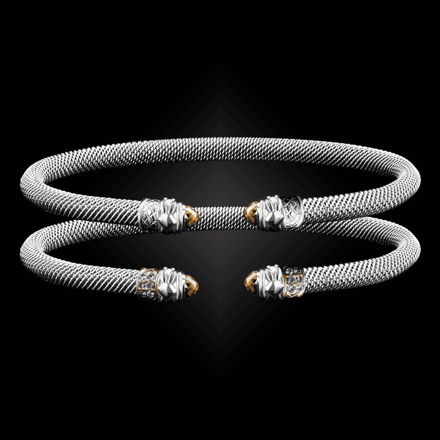 203 Citrine Milanese Mesh Natura Cuff Bracelet