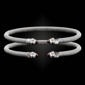 203 Garnet Milanese Mesh Natura Cuff Bracelet