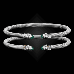 203 Green Onyx Milanese Mesh Natura Cuff Bracelet