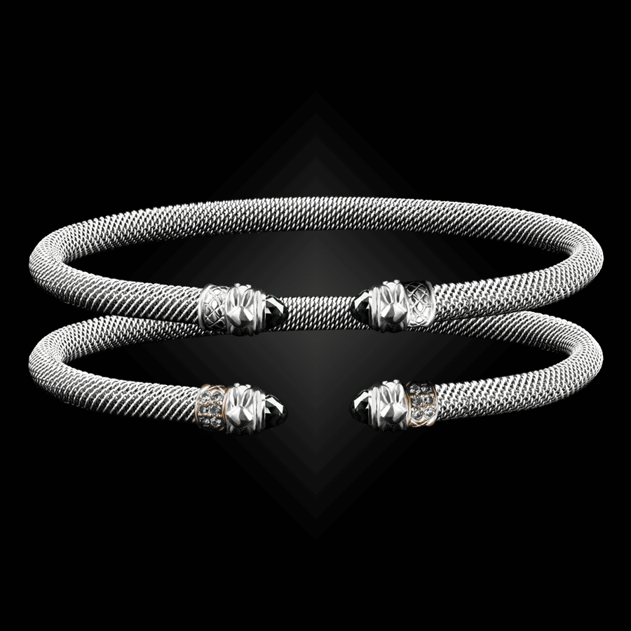 203 Lab Created Emerald Milanese Mesh Natura Cuff Bracelet