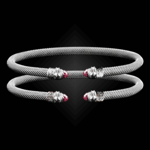 203 Lab Created Pink Sapphire Milanese Mesh Natura Cuff Bracelet