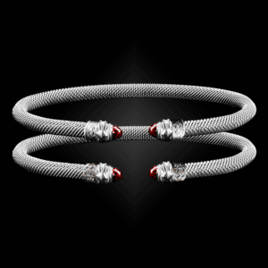 203 Lab Created Ruby Milanese Mesh Natura Cuff Bracelet