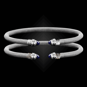 203 Lab Created Sapphire Milanese Mesh Natura Cuff Bracelet