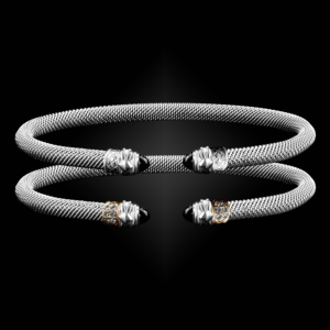 203 Onyx Black Milanese Mesh Natura Cuff Bracelet