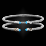 203 Reconstituted Turquoise Milanese Mesh Natura Cuff Bracelet