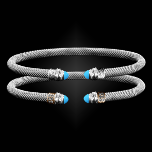 203 Reconstituted Turquoise Milanese Mesh Natura Cuff Bracelet