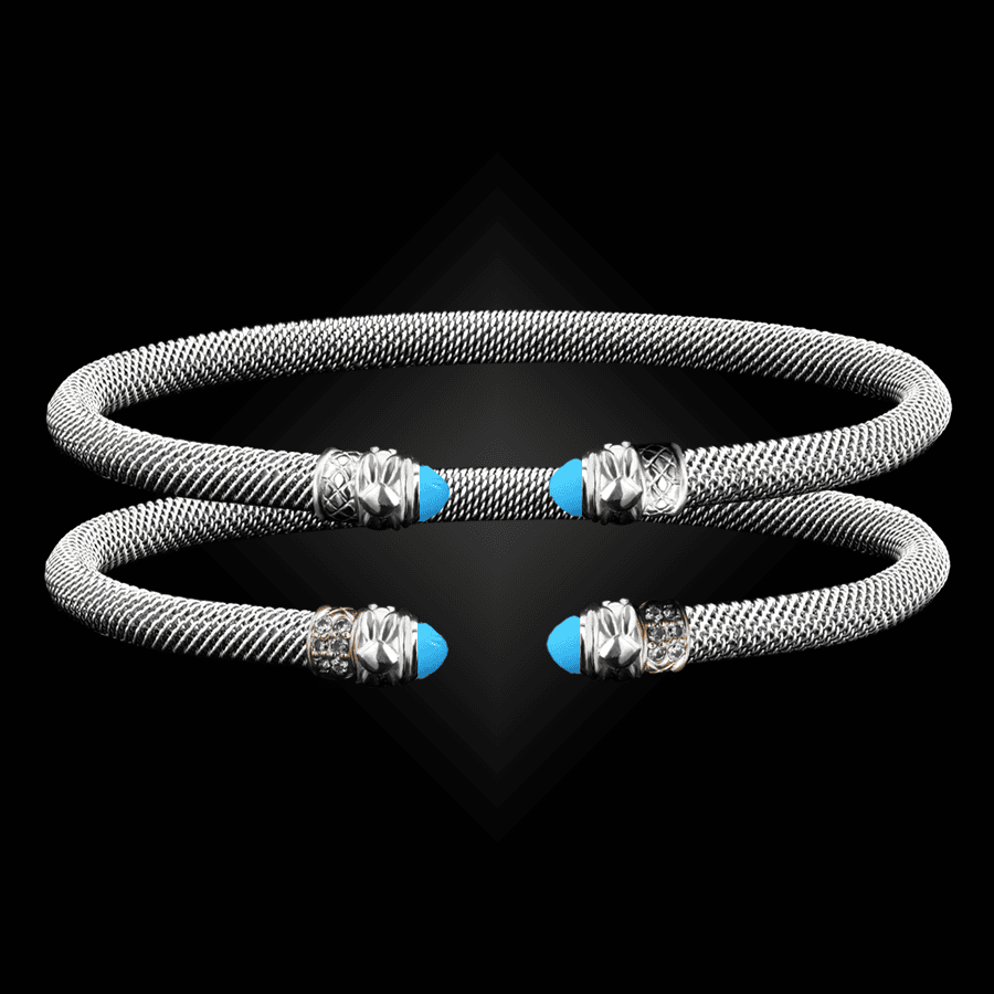 203 Reconstituted Turquoise Milanese Mesh Natura Cuff Bracelet