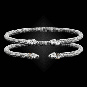203 White Topaz Milanese Mesh Natura Cuff Bracelet