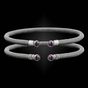 207 Amethyst Milanese Mesh La Madre Cuff Bracelet