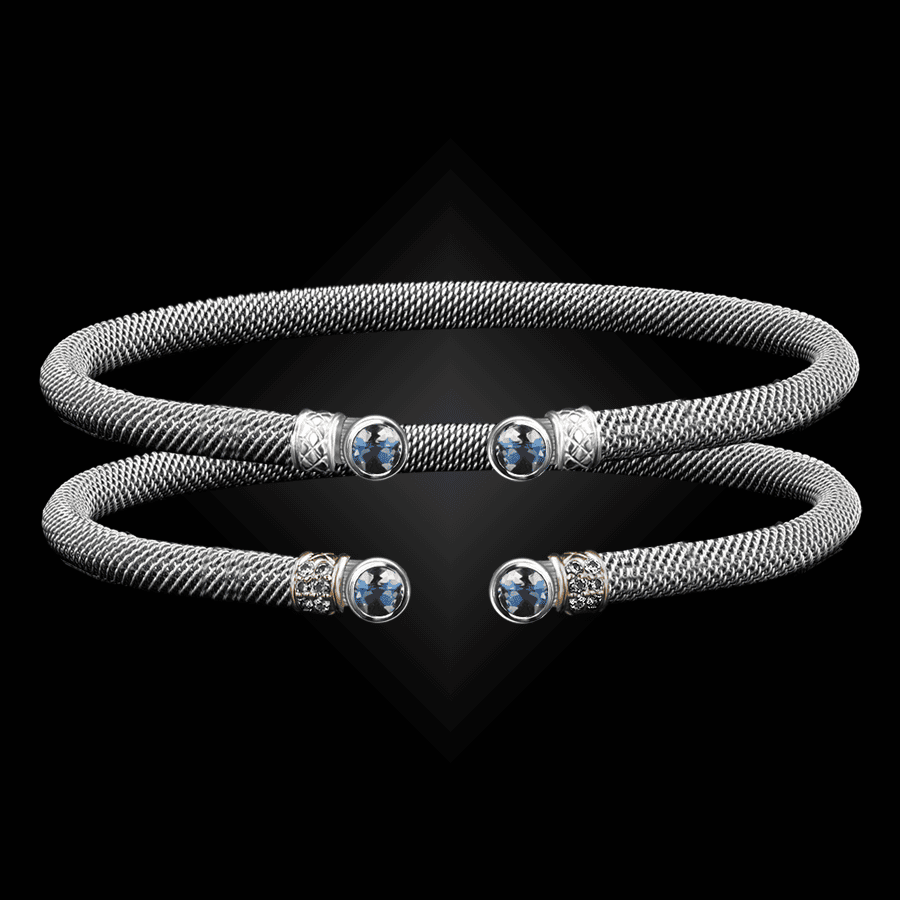 207 Blue Topaz Milanese Mesh La Madre Cuff Bracelet