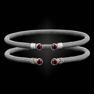 207 Garnet Milanese Mesh La Madre Cuff Bracelet