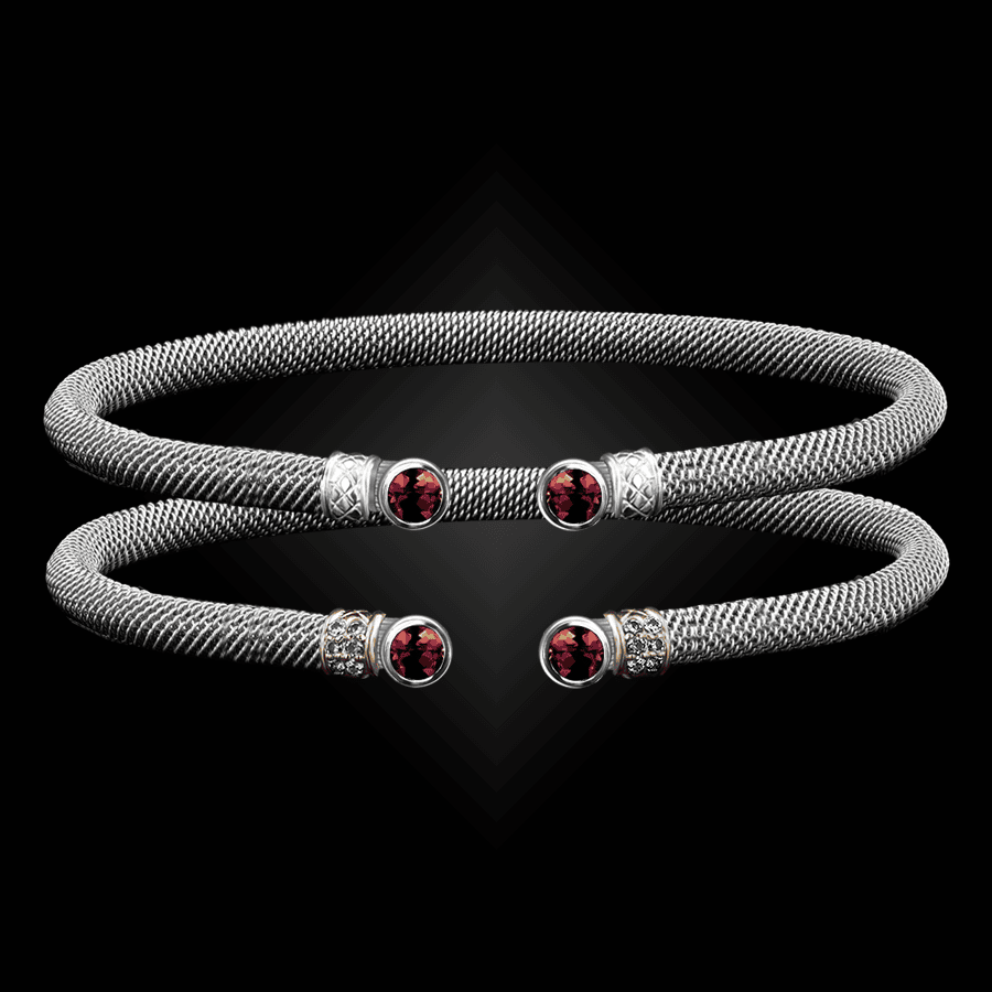 207 Garnet Milanese Mesh La Madre Cuff Bracelet