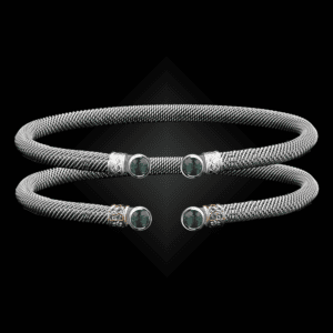 207 Green Onyx Milanese Mesh La Madre Cuff Bracelet