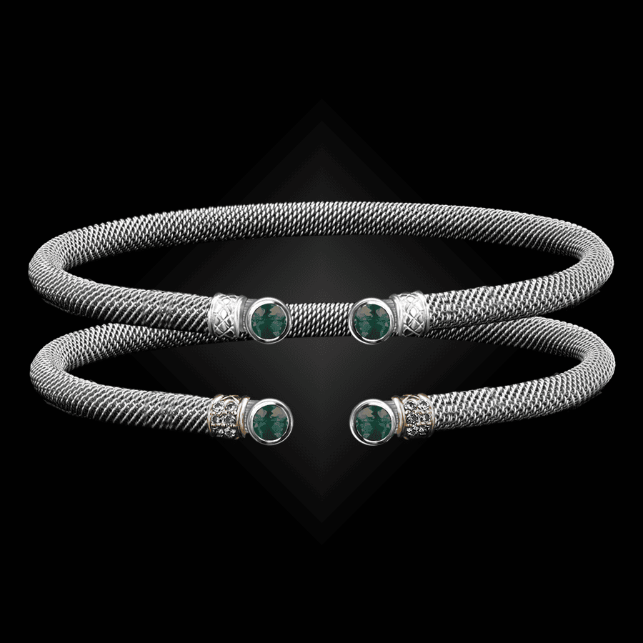 207 Green Onyx Milanese Mesh La Madre Cuff Bracelet