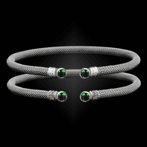 207 Lab Created Emerald Milanese Mesh La Madre Cuff Bracelet