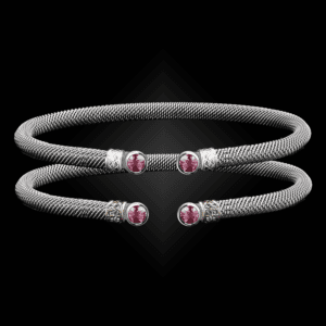 207 Lab Created Pink Sapphire Milanese Mesh La Madre Cuff Bracelet